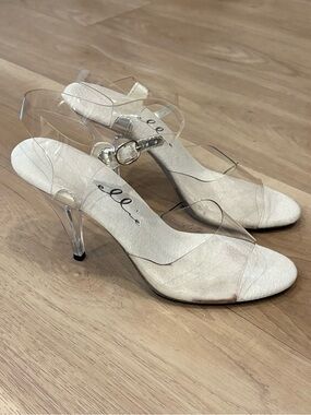 Ellie Open-Toe Clear Heels - size 9